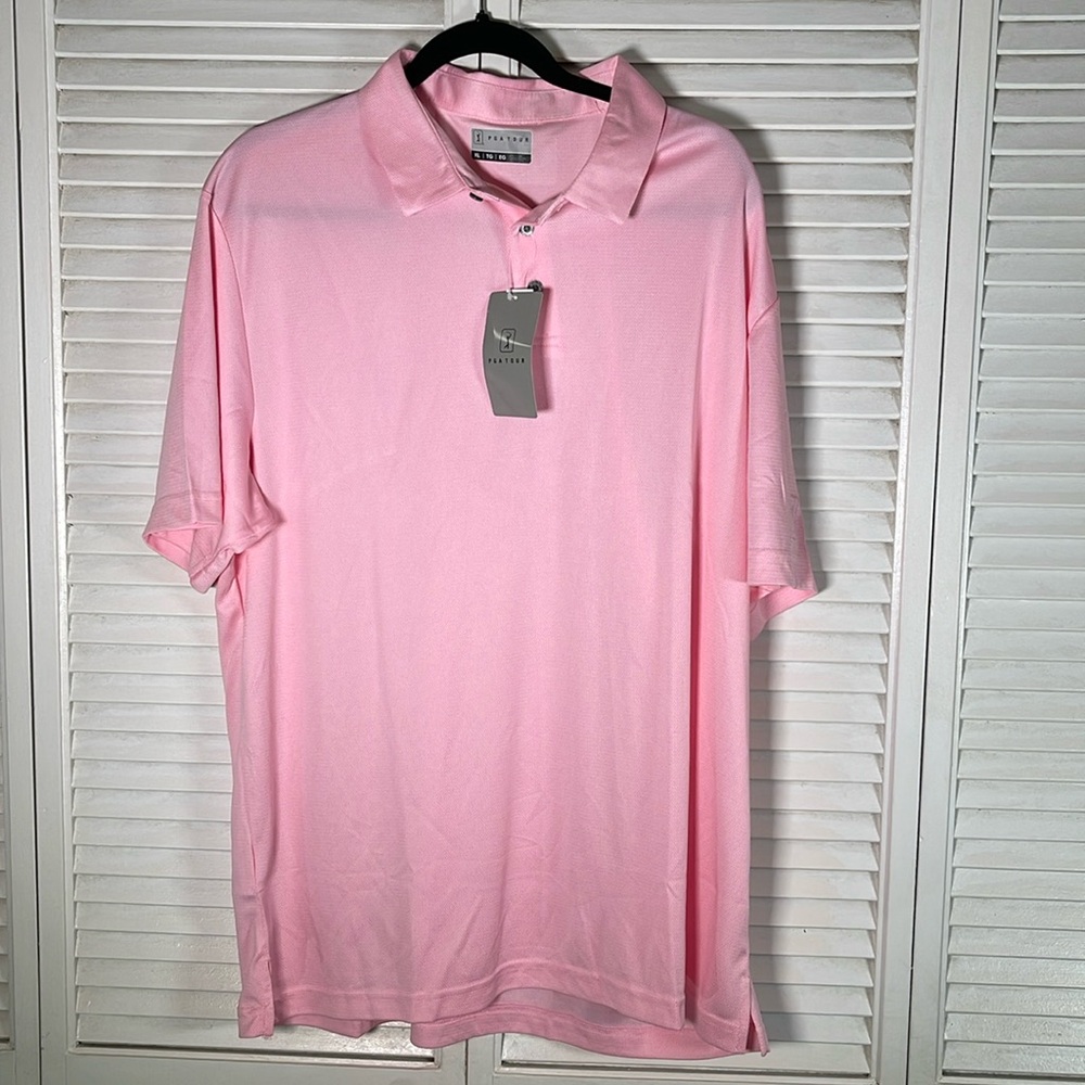 PGA TOUR. Micro Jacquard Polo, color pink. Size: XL. UPF 50 Sun Protection.‎